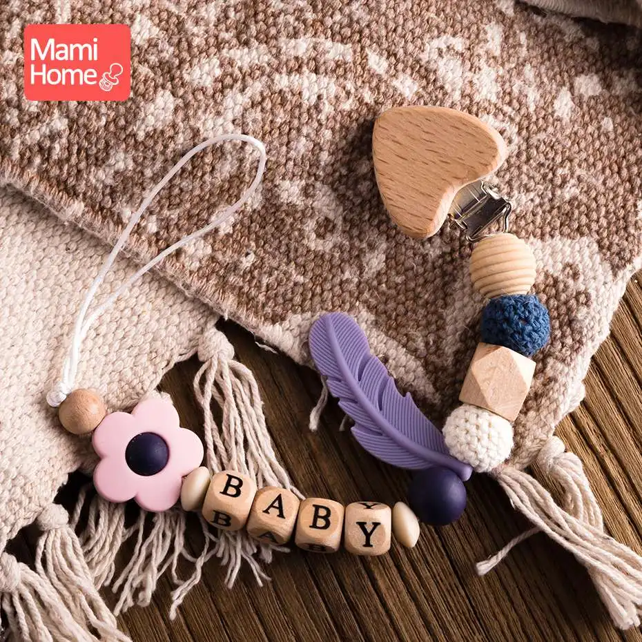 Heart Shape Mamihome 1 шт., цепочка для соски, деревянная корона в виде животного, деревянные бусины, уход за зубами, детские игрушки для укусов, деревянные Прорезыватели для зубов - Цвет: Heart Shape