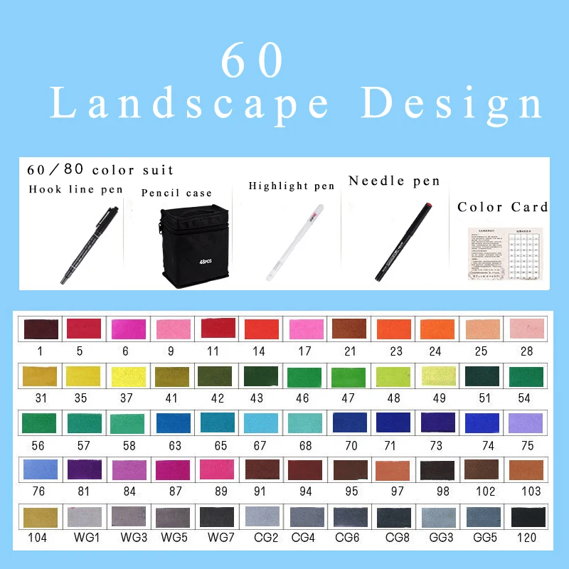 Touchmarkers ручка комплект 40/60/80/168 Цвет анимации эскизный чертёж маркер ручка для творчества на спиртовой основе с Manga Дизайн Искусство Подарки - Цвет: 60Landscape
