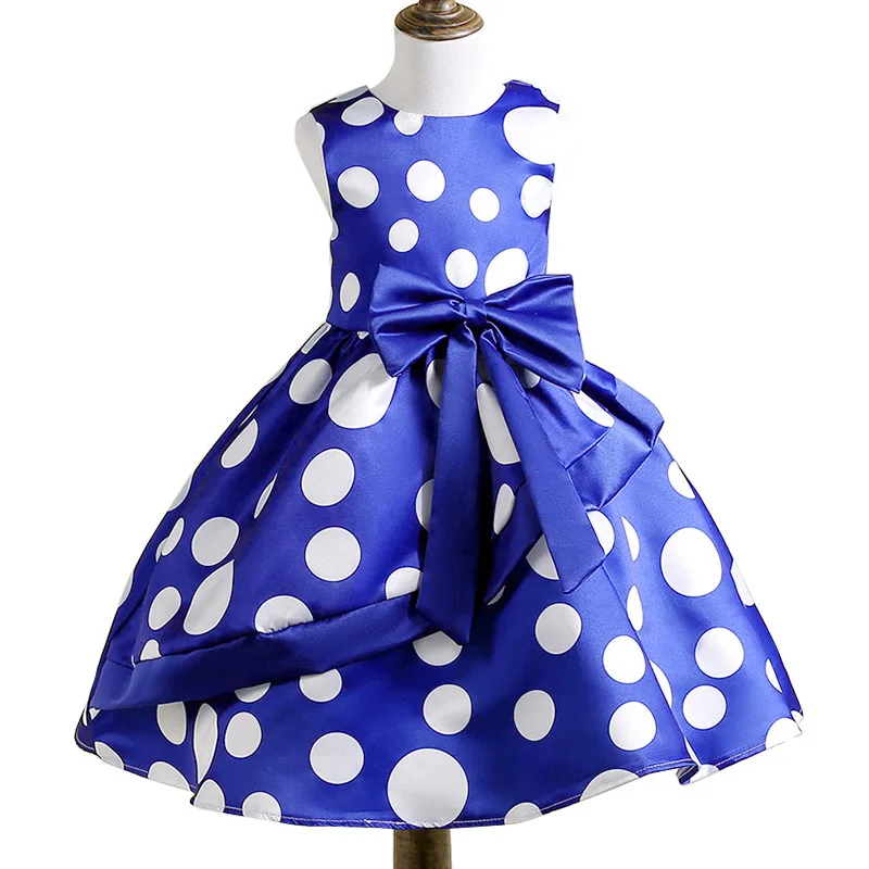 Girls Summer Dress Dot Children Evening Dresses Bow-knot Princess Birthday Party For 10 12 | Детская одежда и обувь