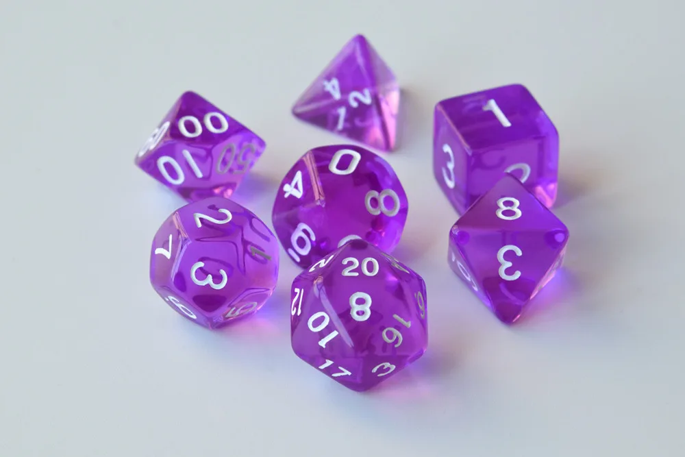 7 Die Прозрачный Многогранные кубики для Подземелья и Драконы Shadowrun Pathfinder дикарь Warhammer и ролевых игр