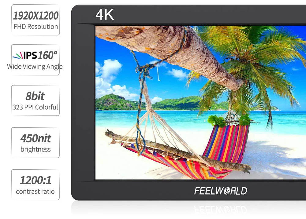 Feelworld FW703 7 дюймов 3g SDI 4K HDMI камера полевой монитор Full HD 1920x1200 ips ЖК-монитор дисплей для DSLR стабилизатор для камеры