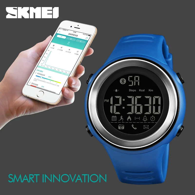 SKMEI Bluetooth Смарт-часы модные светодиодные цифровые часы Шагомер калорий