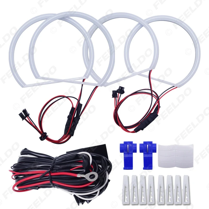 FEELDO 2X146mm 2X131mm Авто Halo кольца хлопковые огни SMD LED Ангельские Глазки для BMW E46 без