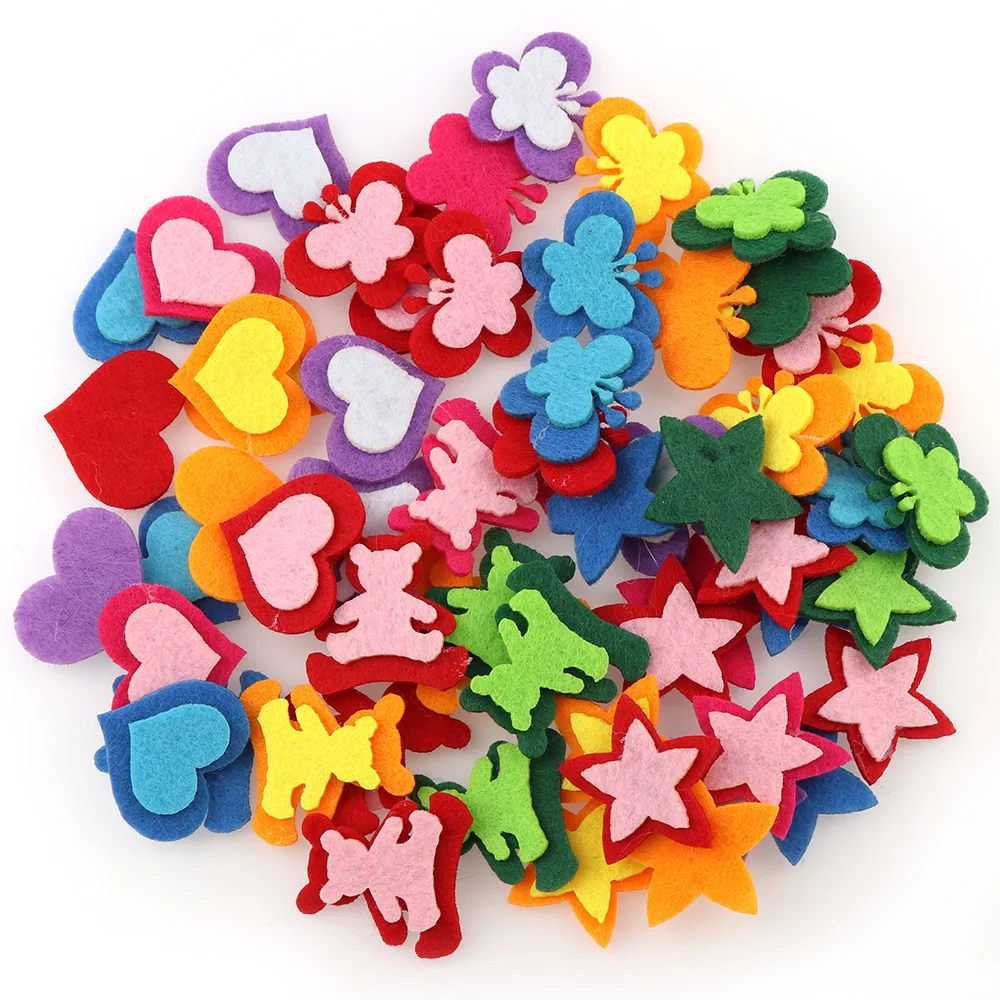 10 шт. Нетканая ткань смешанный цвет двухслойный Сердце Медведь звезда войлочная