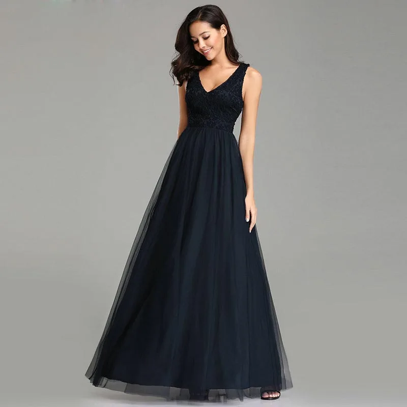 Изящный темно синий Вечерние платья Длинные Ever Pretty привлекательное Дешевое