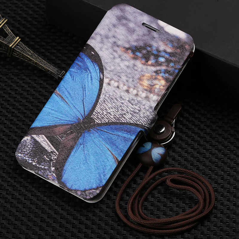 Чехол книжка с милым рисунком для Huawei Honor 7C кожаный чехол подставкой русская