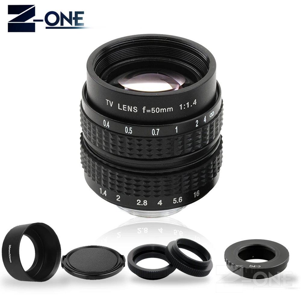 50 мм F1.4 CCTV TV Movie lens + C Mount макрокольцо металлическая бленда объектива для Pentax Q Q7 Q10
