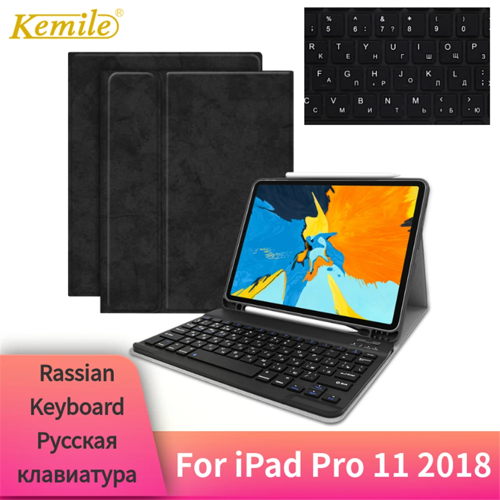 Kemile для iPad Pro 11 2018 чехол клавиатура W карандашница Смарт Стенд Крышка дюймов
