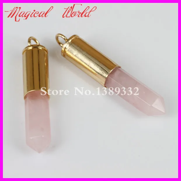2Pc Nature Crystal Gems Point Bullet Pendant Hexagon Quartz Druzy Real Casing | Украшения и аксессуары