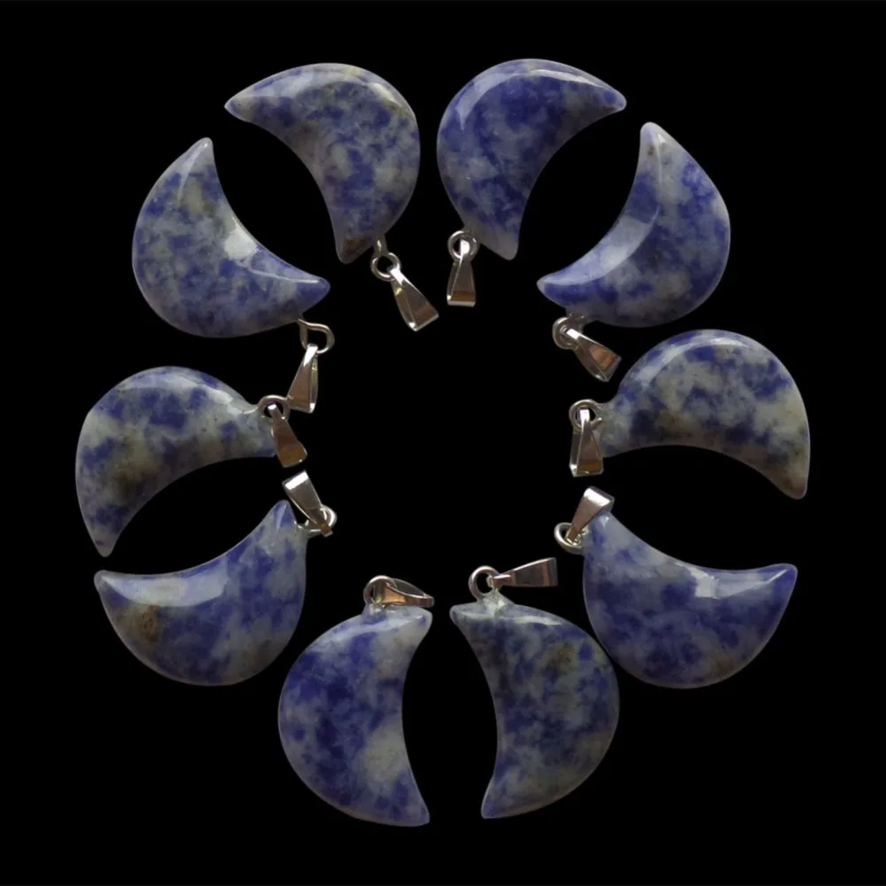(10 шт./лот) оптовая продажа натуральный содалит луна кулон из бисера 18x8x5 мм