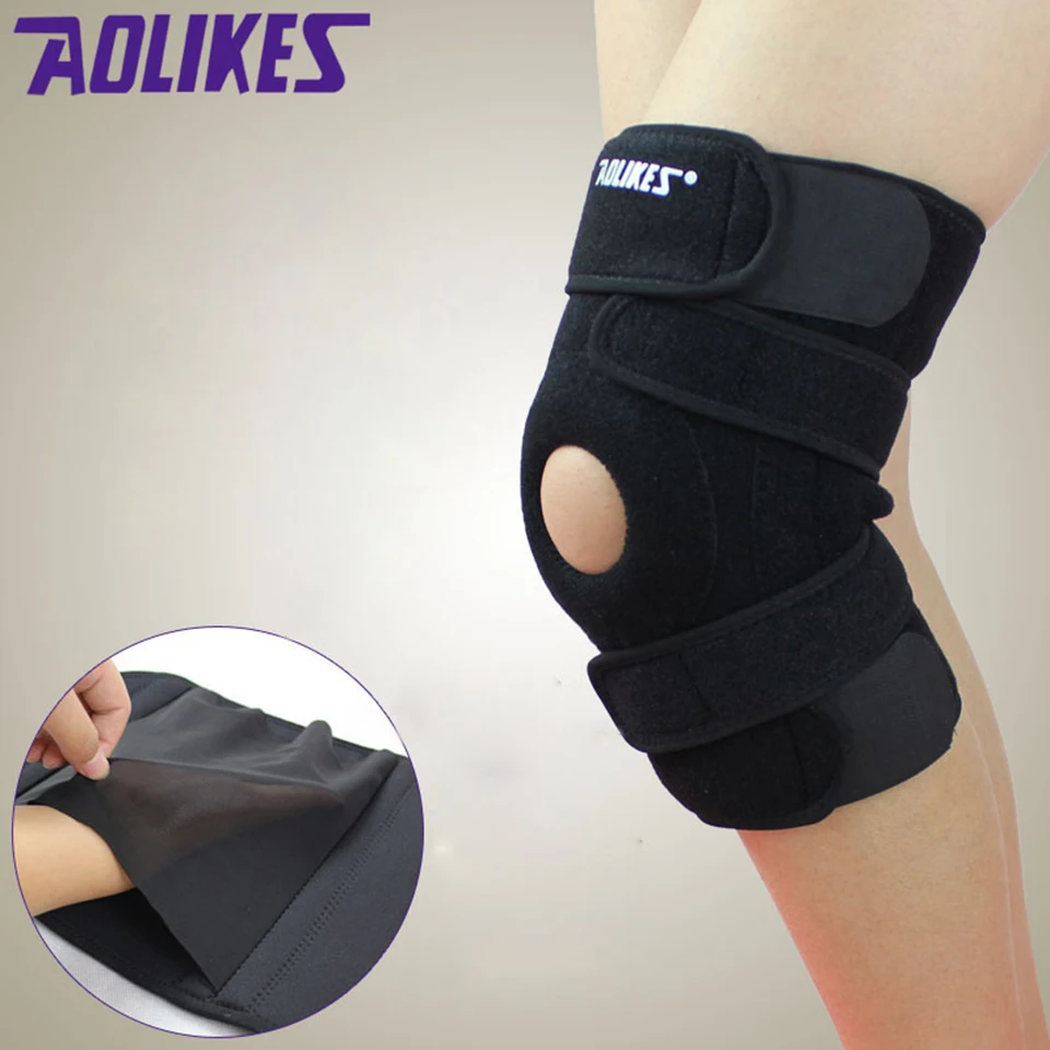 

AOLIKES 1PCS Four Spring Support Breathable Sports Knee Pads Brace Support Protect Knee Protector Kneepad ginocchiere rodillera