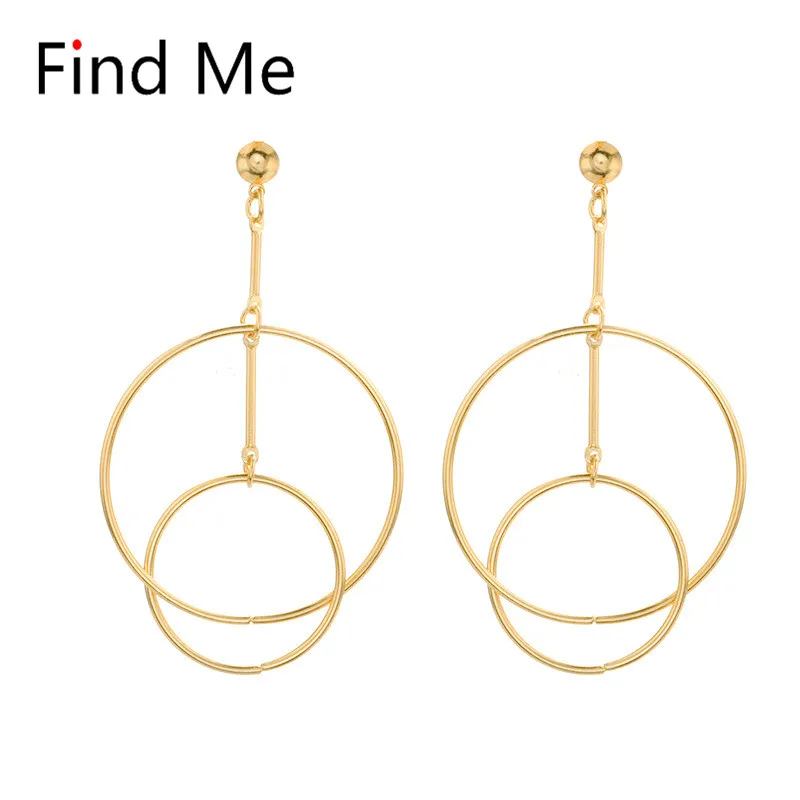 Find Me Новые Модные Винтажные простые висячие серьги из сплава для женщин