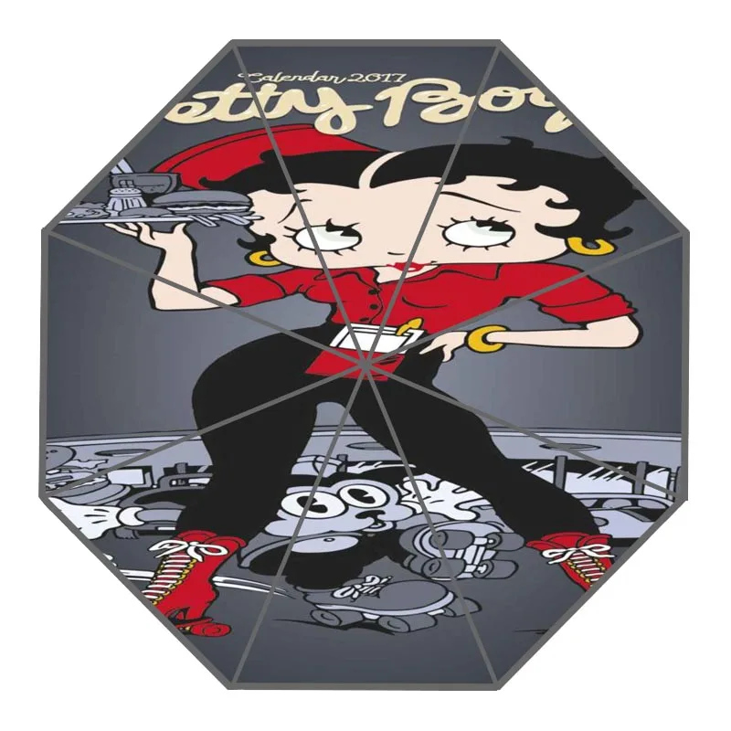 Высокое качество 3 складной зонт Betty Boop автоматический модный креативный индивидуальный зонтик для мужчин и женщин - Цвет: Цвет: желтый