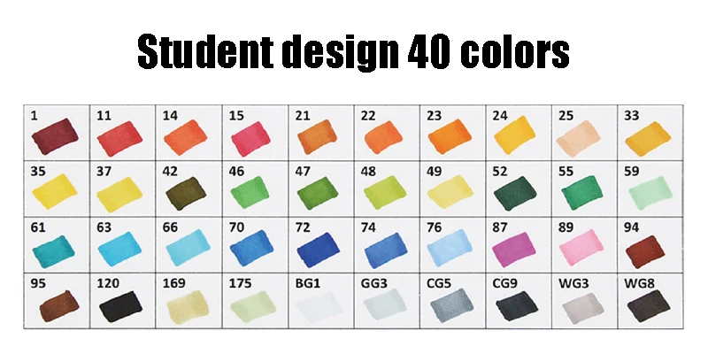 40 Student design Художественный маркер 30/40/60/80/168 Цвета на спиртовой основе Ручки Маркеры двойная головка эскиз маркеры кисточки ручка для рисования манга дизайн товары для рукоделия - Цвет: 40 Student design
