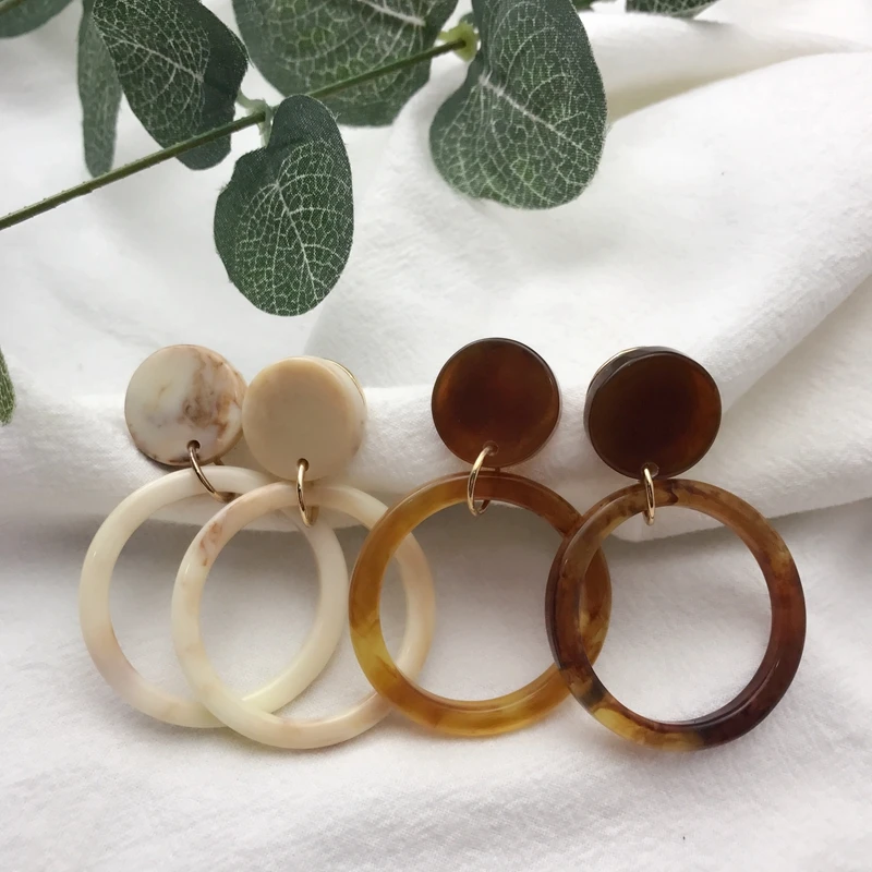 Geometric Brown Ivory Fashion Cute Lightweight Earrings For Women