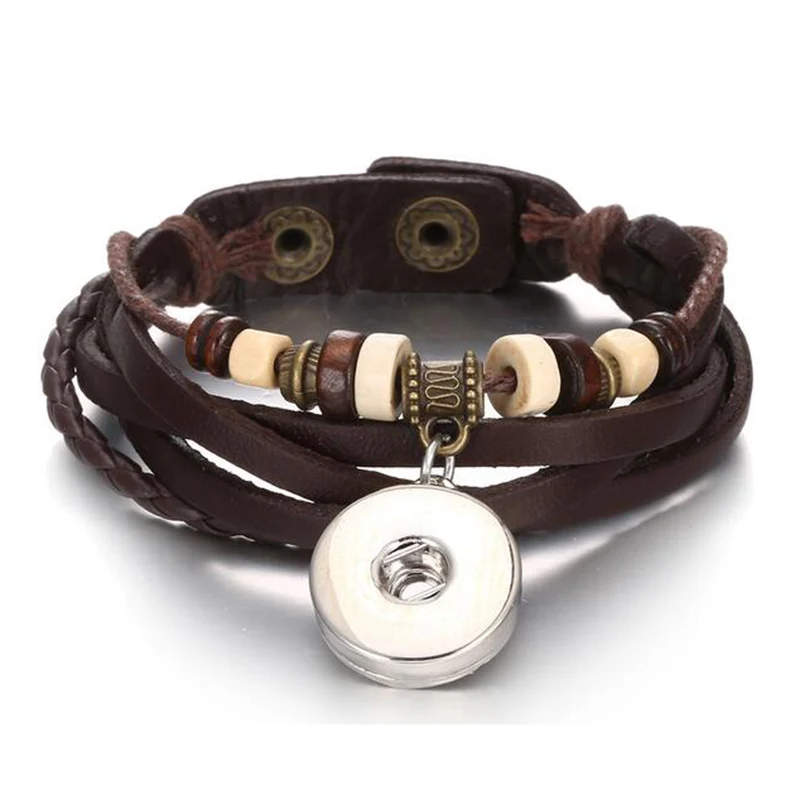 Мужской винтажный кожаный браслет с кнопками 18 мм|bracelets for|button braceletsnap button bracelet |