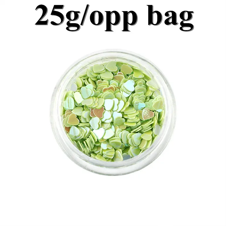 light green as photo 25 г 3 мм многоцветный сердце свободные блестки для дизайна ногтей маникюр пудра с эффектом блеска DIY ювелирные украшения, товары для вечеринки 12 видов цветов/лот - Цвет: light green as photo