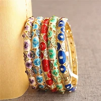 fancy cloisonne enamel filigree rhinestone bangle chinese style women hard bracelet fashion ethnic jewelry birthday gift