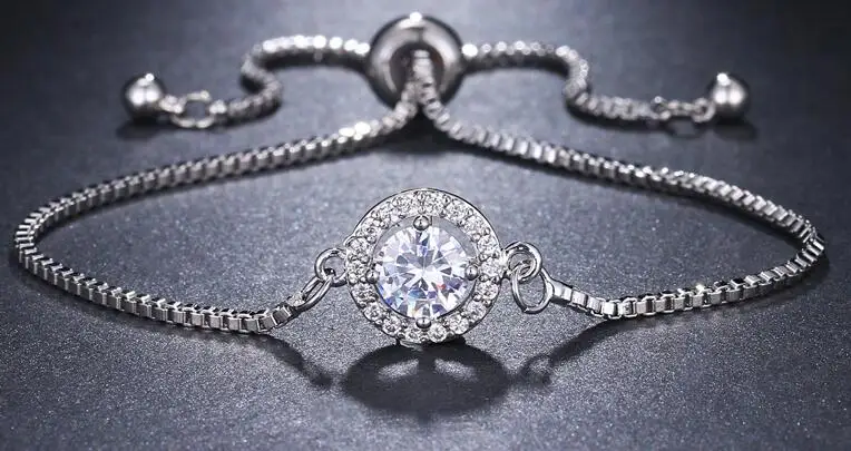 white gold Emmaya модный бренд элегантные два цвета AAA циркон Регулируемый кольцевой круглый кристалл браслеты для женщин ювелирные изделия свадебный подарок - Окраска металла: white gold