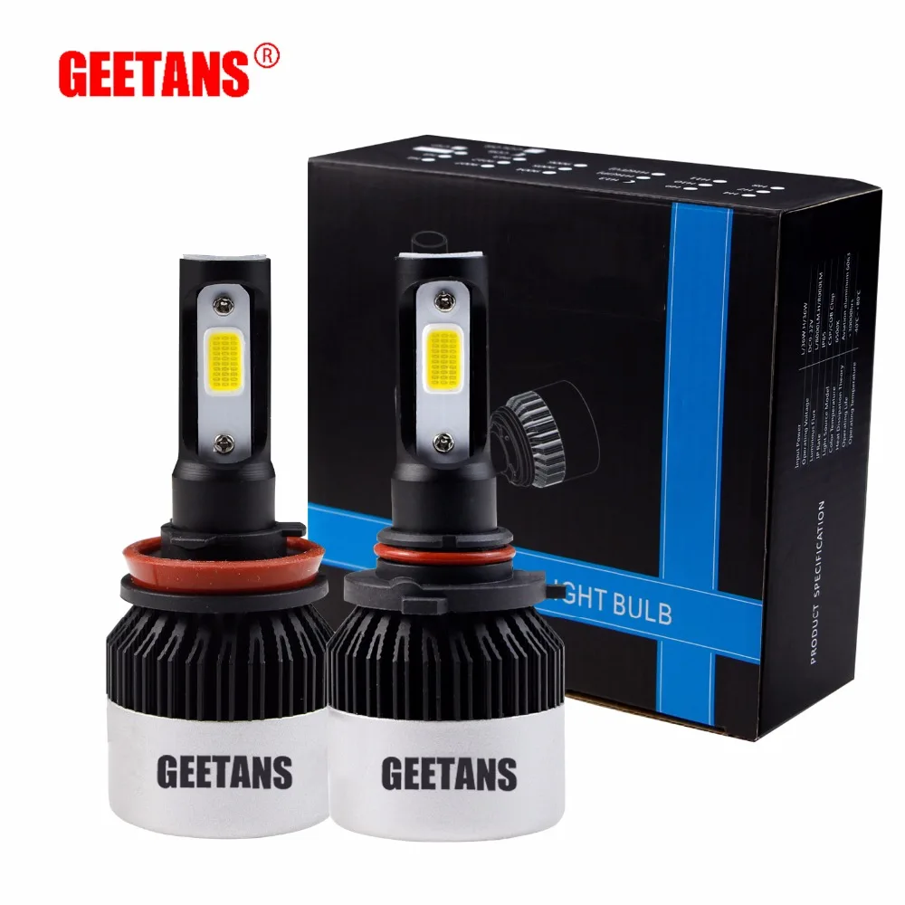 GEETANS 2 шт. Автомобильные фары H7 H4 led/HB2/9003 H8/H9/H11 9005 9006 Лампа 72 Вт 8000LM 6500K DH|headlight h7|car