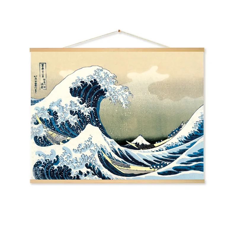 Большая волна Kanagawa Surf висячая прокрутка картина холст печать стены искусства настенные картины для гостиной японский Ukiyo-e