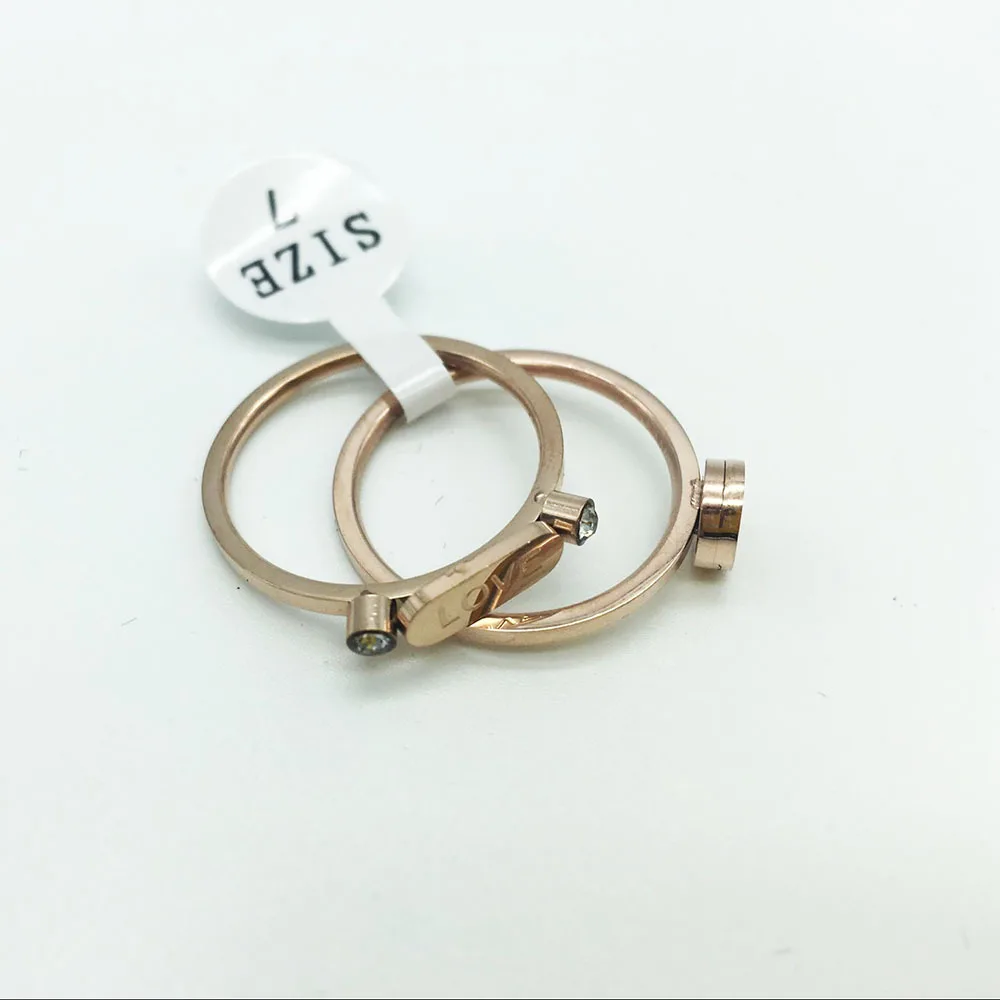 Кольцо в виде сердца набор титановая нержавеющая сталь Розовое золото