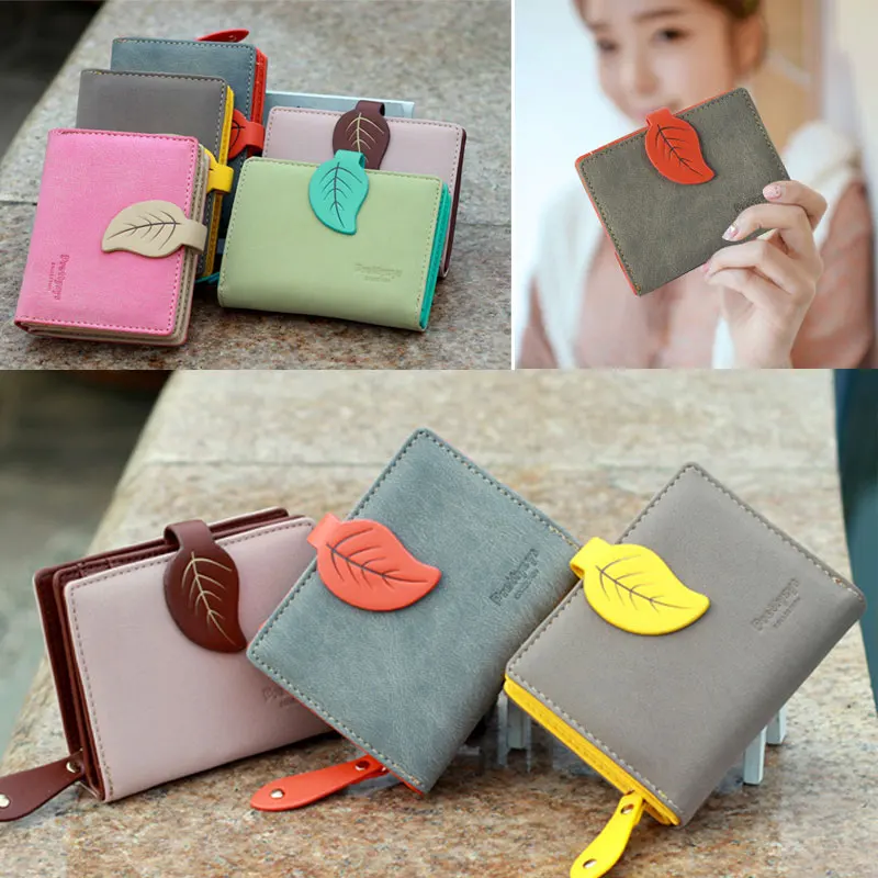 

2019 Women Wallet Ladies Short Wallets PU Small Leaves Wallet Coin Purse Girl Card Holder Clutch Bag New Fashion FA$B Women bag