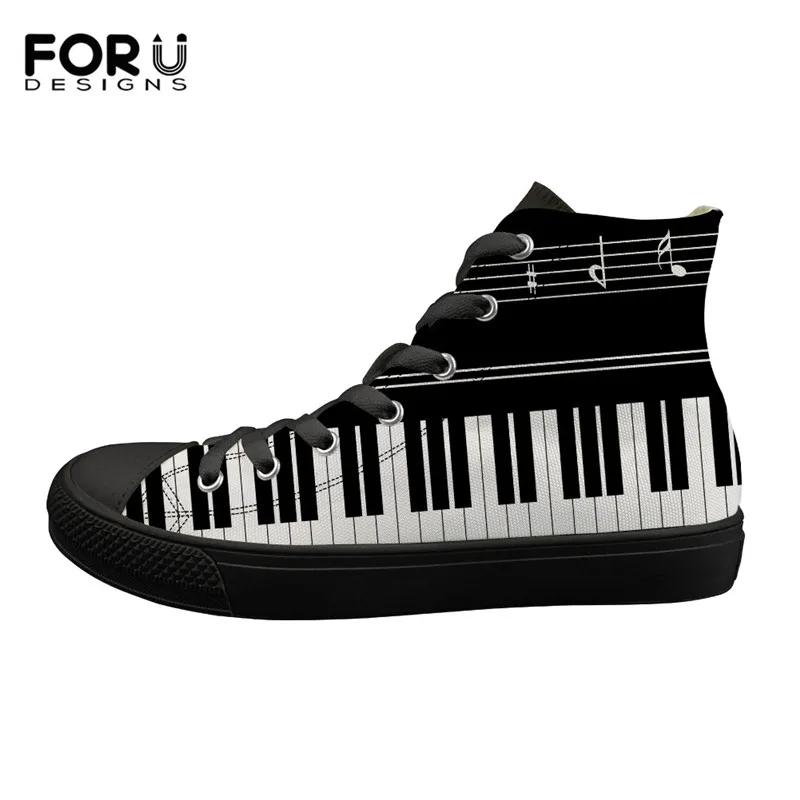 FORUDESIGNS/женские кроссовки с 3D музыкальным принтом; модная парусиновая обувь с высоким берцем; женские комфортные ботинки на шнуровке