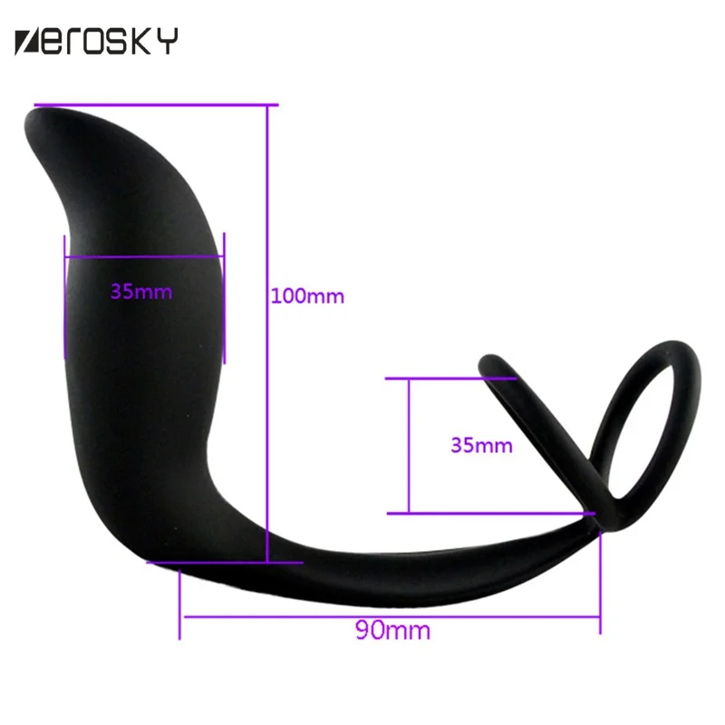Zerosky Male Prostate Stimulation Massager Anal Plug Intimate Sex Products for Men Double Ring Strap on Dildo Vibrator |