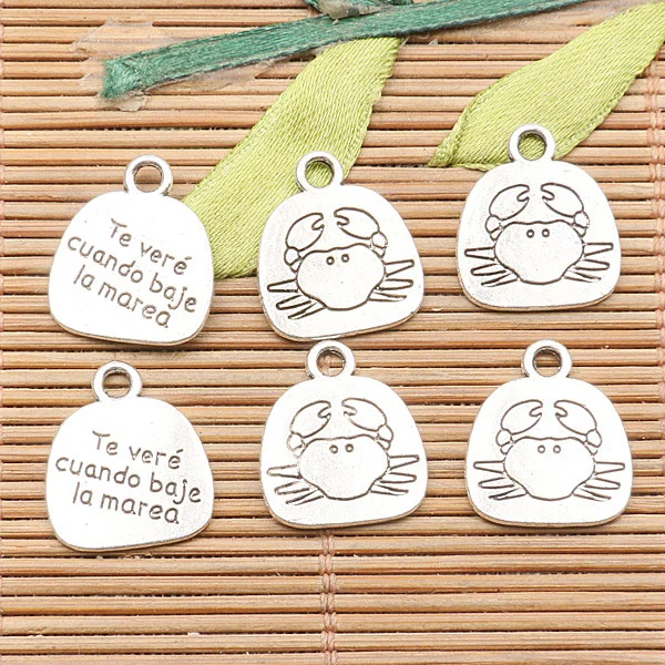 

40pcs tibetan silver color crab pattern words design charms H1732