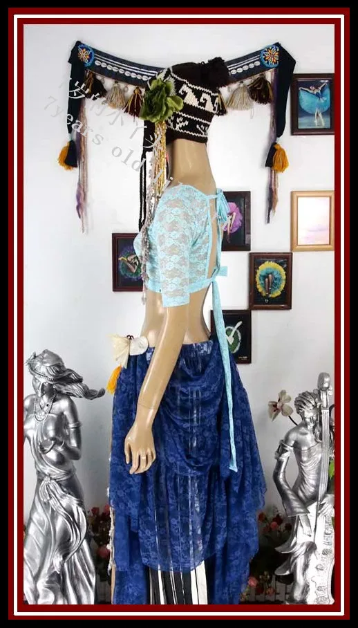 Кружевной топ для танца живота Ats Племенной чоли короткий рукав DQ117-122 |