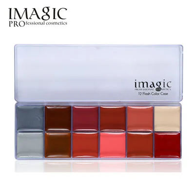 02 Palette Бренд imagic, 12 цветов, флеш-Палитра для тату, краска для лица, для тела, масляное размазывание, стойкий блеск, краска для тела, тату для лица, инструмент для макияжа, художественный инструмент - Цвет: 02 Palette