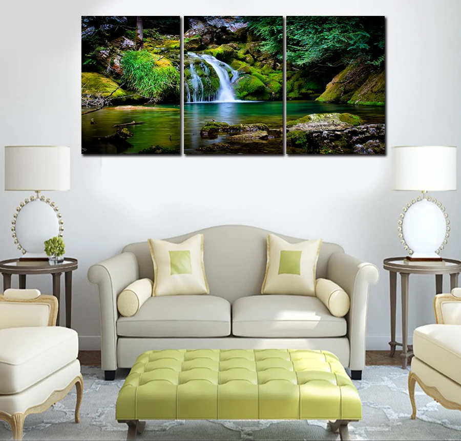 CLSTROSE Limited Spray Painting 3 Panel Hot Forest Falls Kits Decorative Home Decor Art Picture On Canvas | Дом и сад