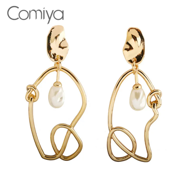 Женские серьги-подвески Comiya Femme из акрила с жемчугом золотого цвета | Украшения и