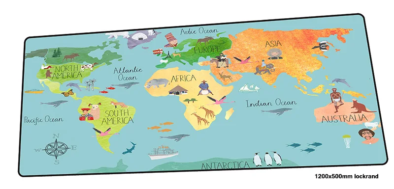 size 1200x500x2mm Карта мира коврик для мыши 1200x500 мм коврик для мыши крутой игровой коврик для мыши геймер HD узор большой персонализированный коврик для мыши Клавиатура ПК коврик - Цвет: size 1200x500x2mm