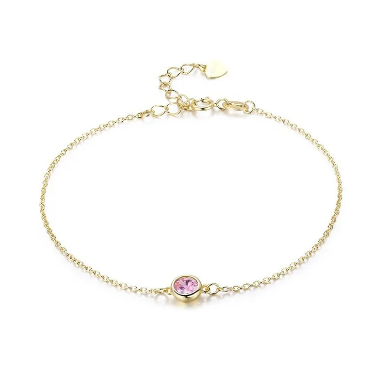 pink Тонкий 925 пробы серебряный золотой цвет цепи CZ Шарм ноги ювелирные изделия ножной браслет для женщин девочек ноги браслет enkelbandje halhal tobillera - Окраска металла: pink