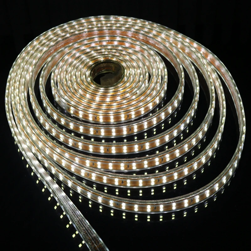 KZKRSR AC 220V Светодиодная лента 2835 gold PCB двухрядная гибкая световая полоса 156 Led/M