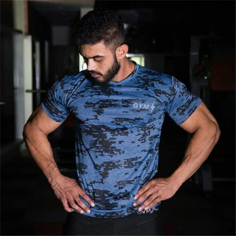 2018 Summer Men Workout Breathable Quick drying Top Tee Sporting Runs Compress Fitness T-shirts Clothing T Shirts | Мужская одежда