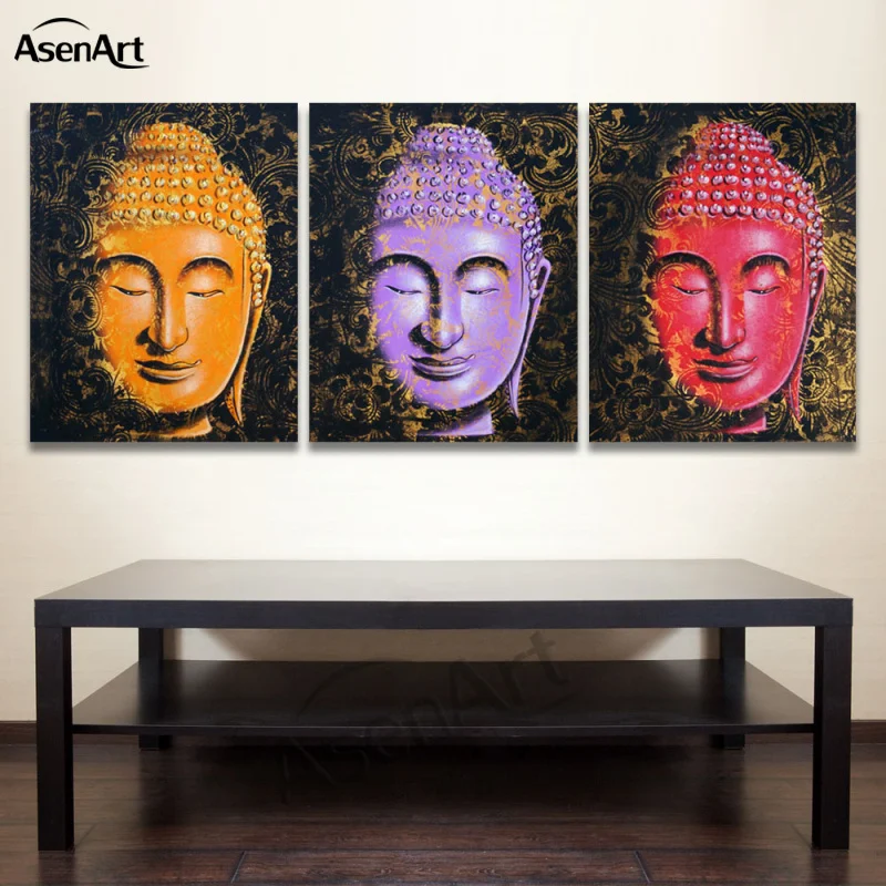 3 Панели современные печатные холсты искусство Оранжевый Фиолетовый Красный