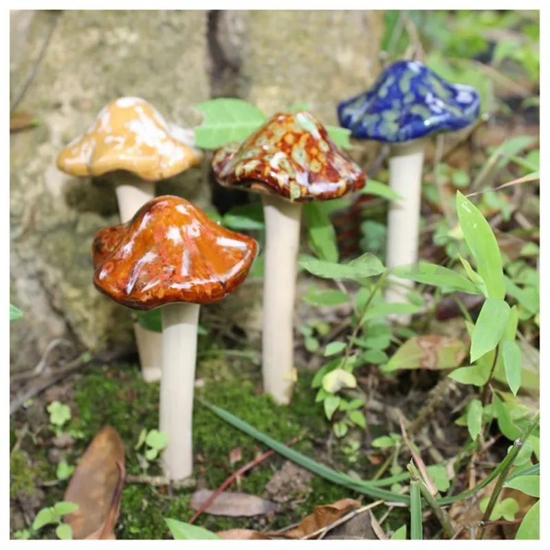 4 шт. керамические табуретки для сада тонированные Грибы Украшения декор | Дом и