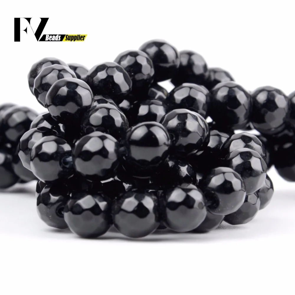 4681012 mmFaceted черный Агат бусы из натурального камня круглые бусины для Diy ювелирные