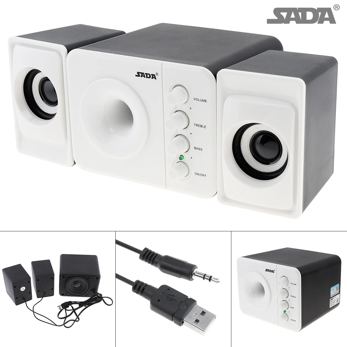 SADA D 205 Портативный Комбинированный динамик s 3 Вт USB 2 0 сабвуфер ПК с 5 мм аудио/USB