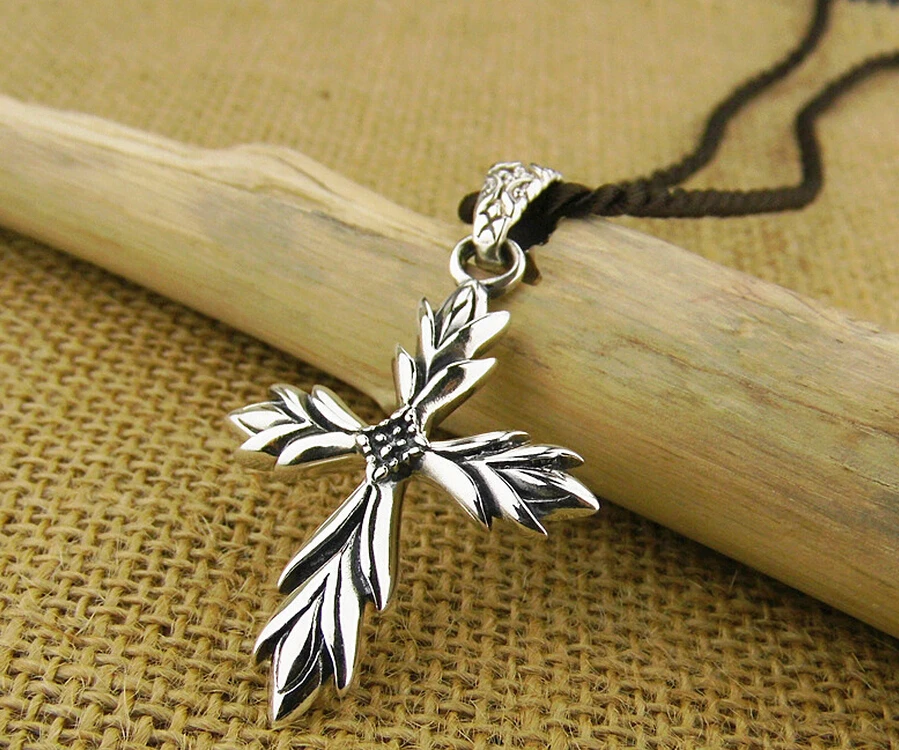 Тайское Серебро винтажный крест подвеска из стерлингового серебра 925 пробы