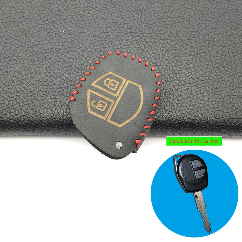 Кожаный чехол для ключей с 2 кнопками Suzuki SX4 SWIFT LIANA VITARA JIMNY ALTO IGNIS estement Remote Holder FOB Skin