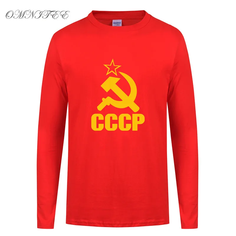 Футболка мужская с принтом СССР длинным рукавом и круглым вырезом|long sleeve t shirt|cotton