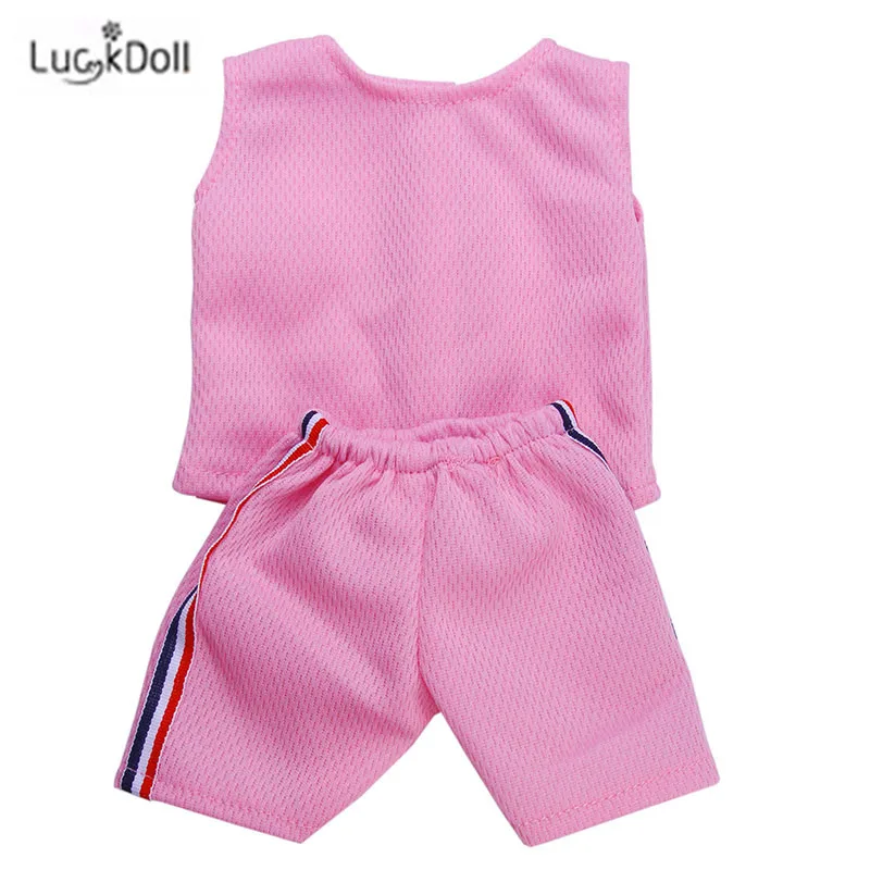 LUCKDOLL модное летнее розовое платье подходит 18 дюймов Американский 43 см детская кукла одежда аксессуары, игрушки для девочек, поколение, подарок на день рождения - Цвет: n1384