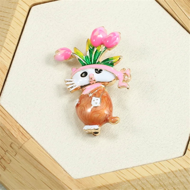 XQ цветная эмалированная брошка с цветами и котом модная брошь для мальчиков