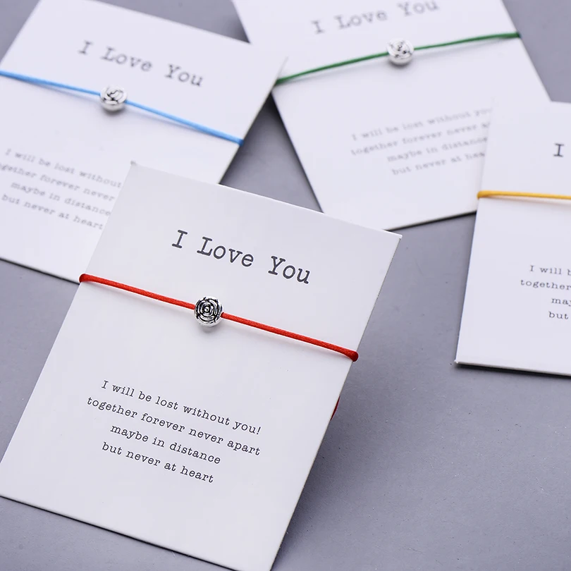 Pipitree I Love You подвеска в форме цветка розы браслет желаний подарок для нее ручной