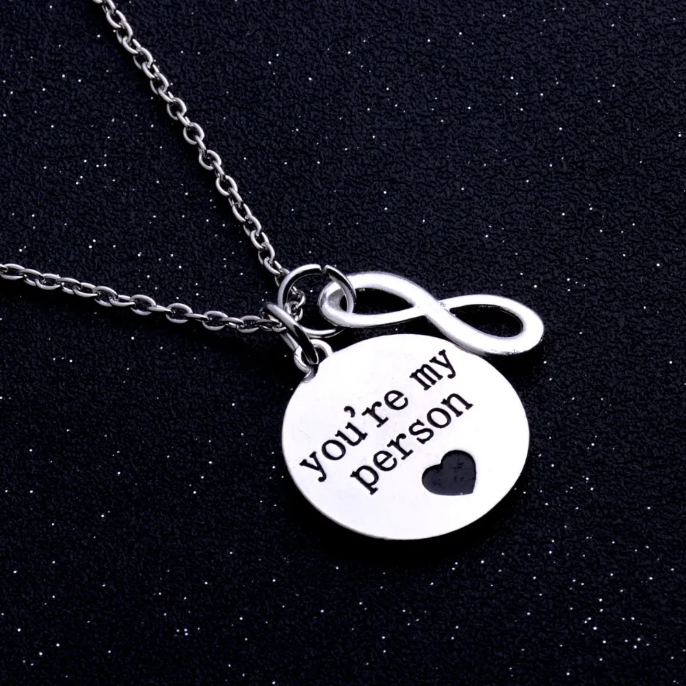 2pis/набор серое ожерелье с гравировкой хит продаж кулон надписью You Are My Person для