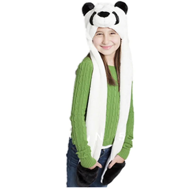 Плюшевая обувь в форме животных мультфильм шапки с дизайном панда ушами мягкая и